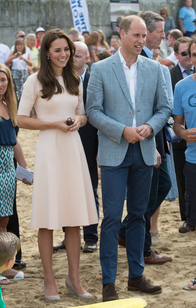 Catherine, Duchess of Cambridge, wearing a pink Lela Rose dress, and Prince William, Duke of Cambridge, visit Truro and Newquay in Cornwall Featuring: Prince William Duke of Cambridge, Catherine, Duchess of Cambridge, Kate Middleton Where: Cornwall, United Kingdom When: 02 Sep 2016 Credit: WENN.com **Not available for publication in France**