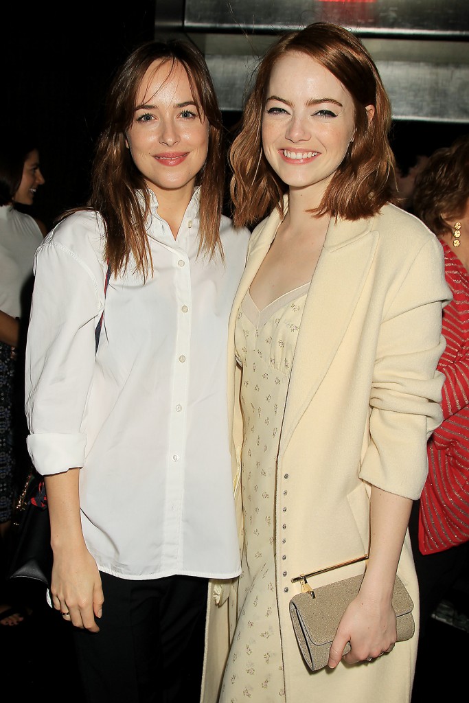 Mandatory Credit: Photo by Dave Allocca/Starpix/REX/Shutterstock (6402282i) Dakota Johnson and Emma Stone Jennifer Lawrence and Lionsgate Host a Special Screening of "LA LA LAND"- After Party held at Bar SixtyFive at the Rainbow Room, New York, USA - 18 Oct 2016