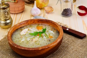 Rice Soup with Chicken Studio Photo