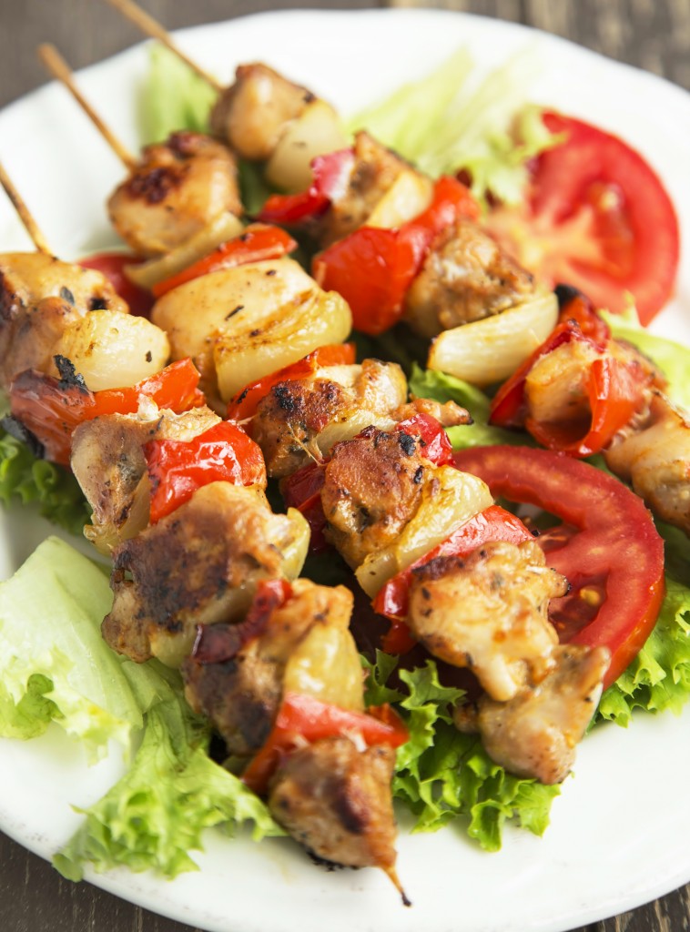Chicken and Vegetables Skewers Freshly Grilled